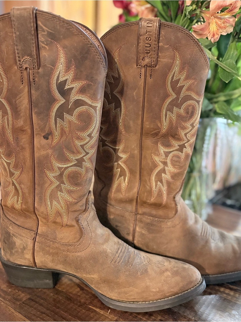 Justin Boots Tan Brown Leather Western Boots